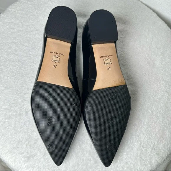 NWOB L.K. Bennett London Black Patent Leather Velvet Pointed Toe Loafers - Picture 10 of 14